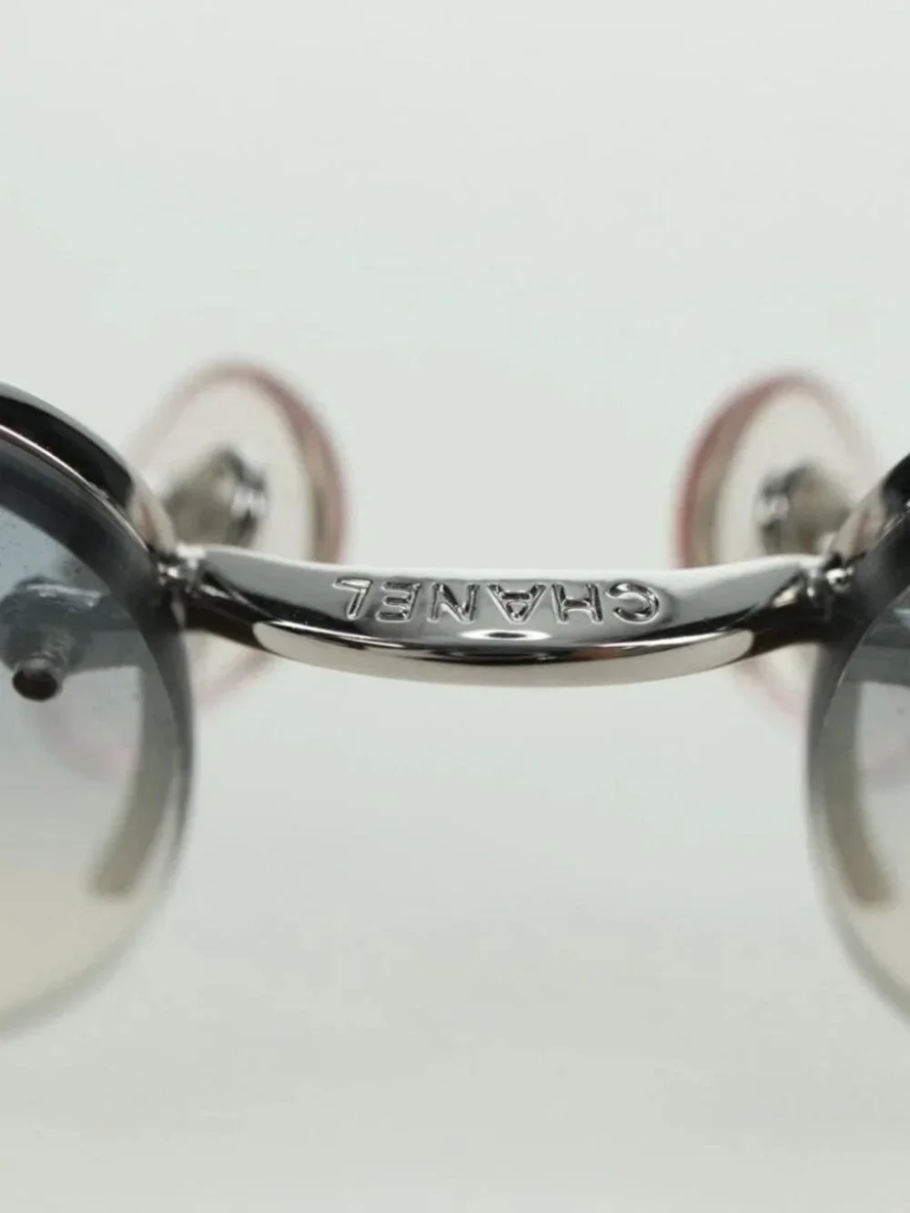 CHANEL COCO Mark Sunglasses metal Silver CC Auth 178795V